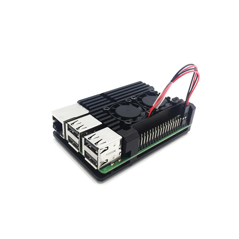 Aluminum Raspberry pi 4 case with fan (dual fan) 5 front Raspberry Pi 4 Case with Fan
