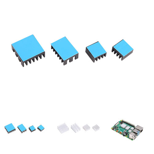 Raspberry Pi 4 Heatsink Black Silver Set (4pcs) China Wholesale 15 3 1