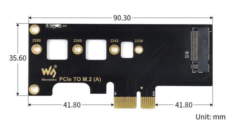 Efficient NVMe M.2 SSD PCIe to M.2 Adapter for Raspberry Pi CM4 16 22 2 4