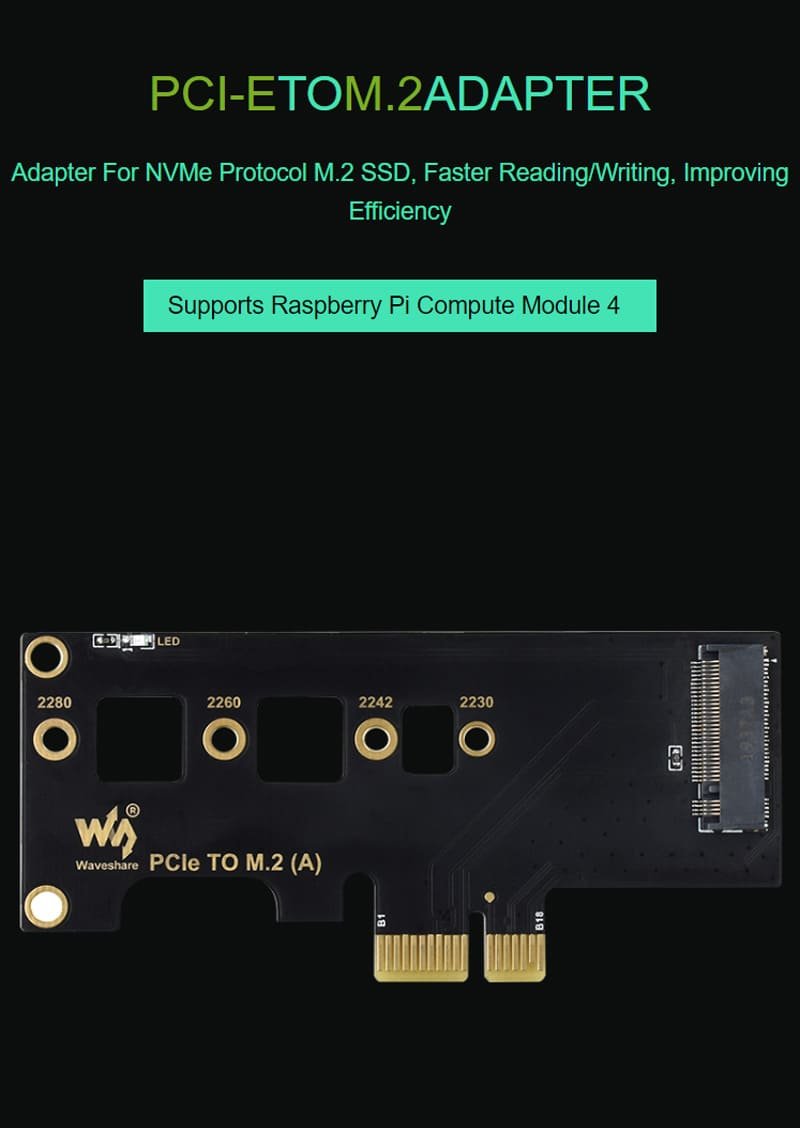 Efficient NVMe M.2 SSD PCIe to M.2 Adapter for Raspberry Pi CM4 14 22 4
