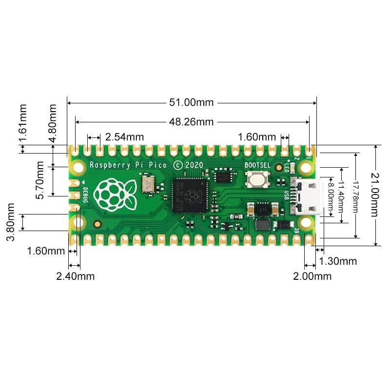 Wholesale RPI2 040 Microcontroller Dual-core ARM Raspberry Pi Pico Motherboard 18 22 9
