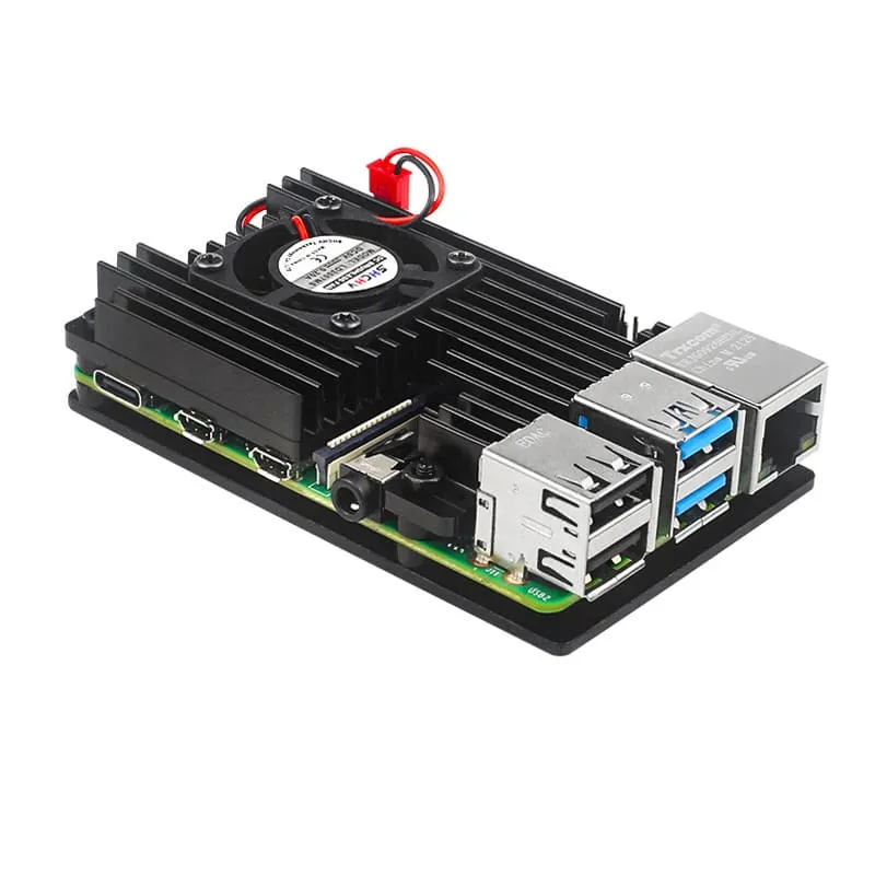 Hot Sale Heat Dissipation Aluminum Alloy Protective Raspberry Pi 4B Fan Case 6 Raspberry Pi 4B Fan Case