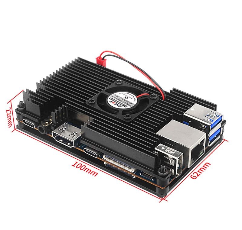 Alloy Heat Dissipation Protection Orange Pi 5 / 5B Aluminum Case with Fan 14 22 2 15