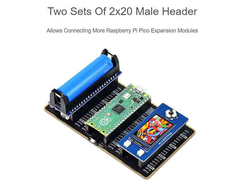 Dual GPIO Expander for Raspberry Pi Pico with Two Sets of Male Headers 13 22 2 3