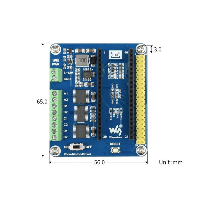 DC Motor Driver Module for Raspberry Pi Pico with Driving up to 4x DC Motors 18 22 3