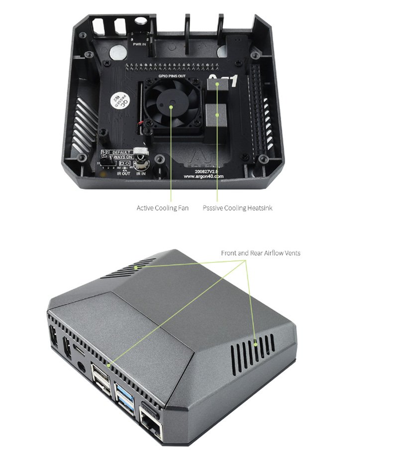 Aluminum Raspberry Pi 4 Argon One V2 Case with Cooling Fan 16 22 4 2