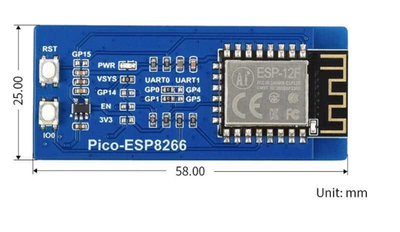 ESP8266 WiFi Expansion Module for Raspberry Pi Pico Supports TCP/UDP Protocol 16 22 9