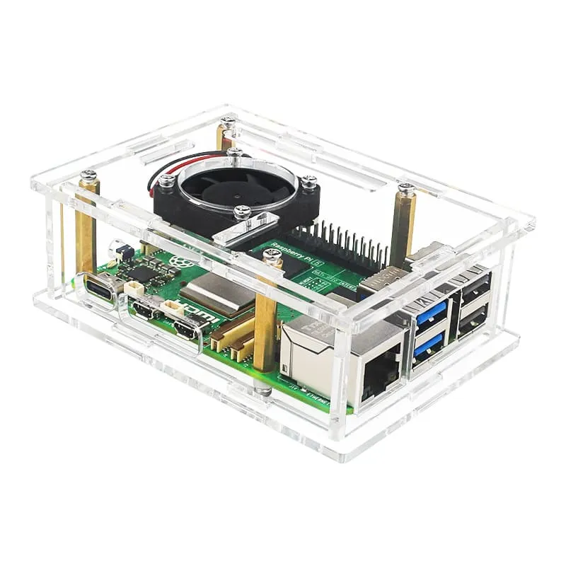 Raspberry Pi 5 Acrylic Case Transparent Shell Enclosure with Fan 6 Raspberry Pi 5 Acrylic Case