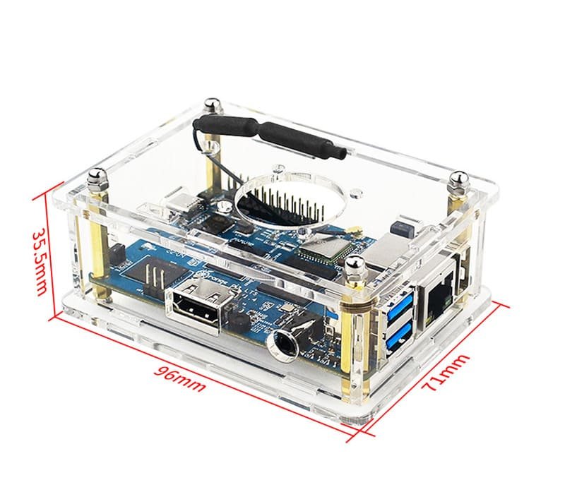 Orange Pi 4 LTS case Acrylic protective case with cooling fan 14 22 3