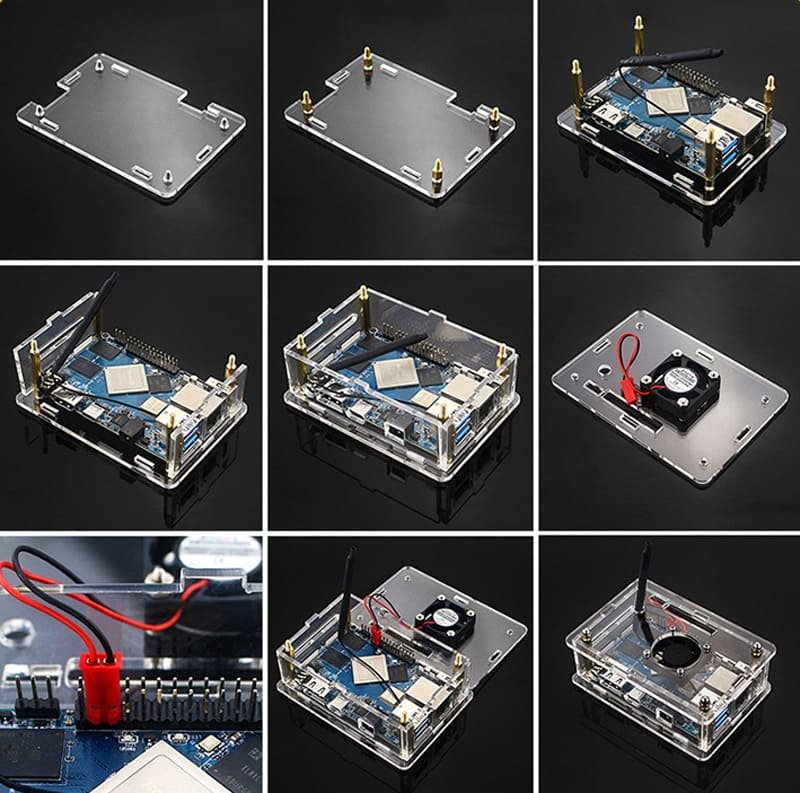 Orange Pi 4 LTS case Acrylic protective case with cooling fan 15 22 4