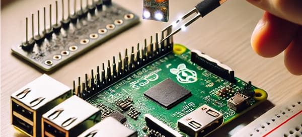 A Raspberry Pi connected with an LED SHIM board