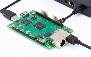 Raspberry Pi connected to a router using an Ethernet cable