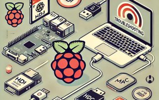 a troubleshooting scenario for a Raspberry Pi connected to a Mac