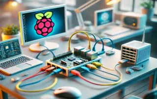 small business office environment where a Raspberry Pi is connected to the network for security monitoring