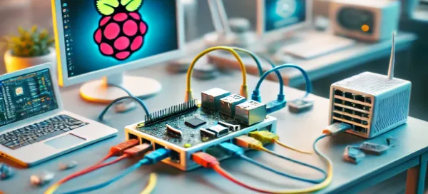 small business office environment where a Raspberry Pi is connected to the network for security monitoring
