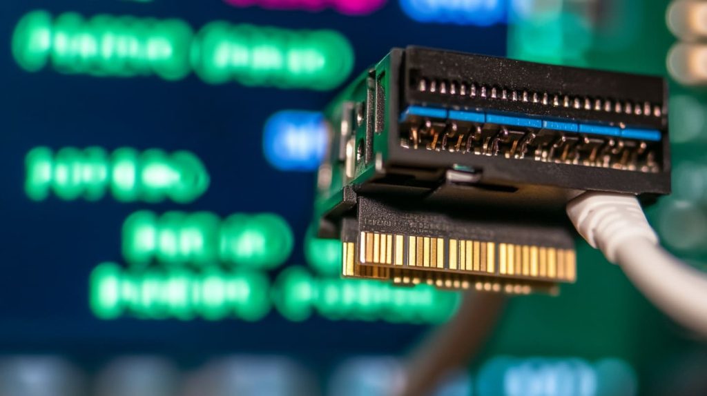 Raspberry Pi with a heatsink and a connected Ethernet cable