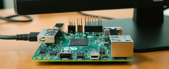 a Raspberry Pi 4 connected to a computer monitor