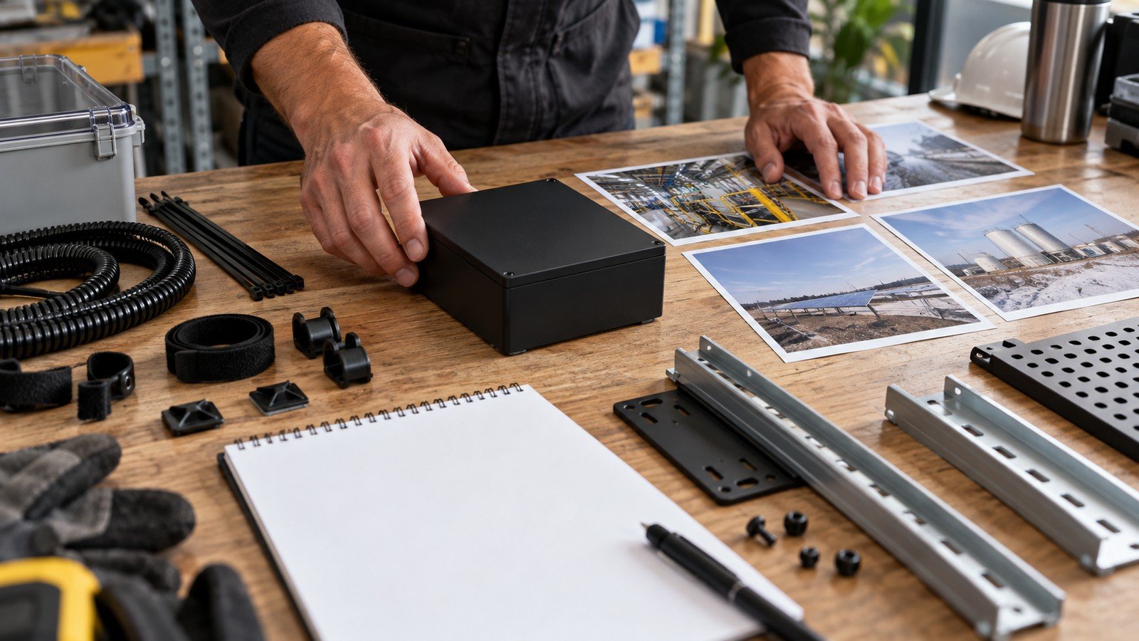 Raspberry Pi 5 Case for Industrial Use: What Buyers Should Check Before Ordering 2 Editorial industrial edge deployment planning scene with generic enclosure silhouette, cable routes and mounting notes