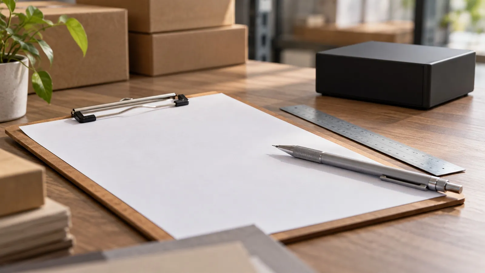 Wholesale Raspberry Pi 5 Cases: What Distributors Should Check Before Ordering 7 Neutral distributor quotation review desk with a blank order brief checklist and product planning notes